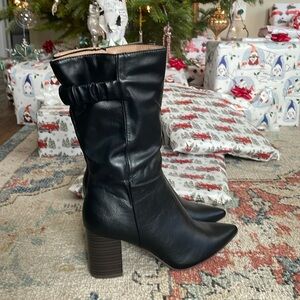 Journey, comfort foam midcalf healed, pointed toe boot.
